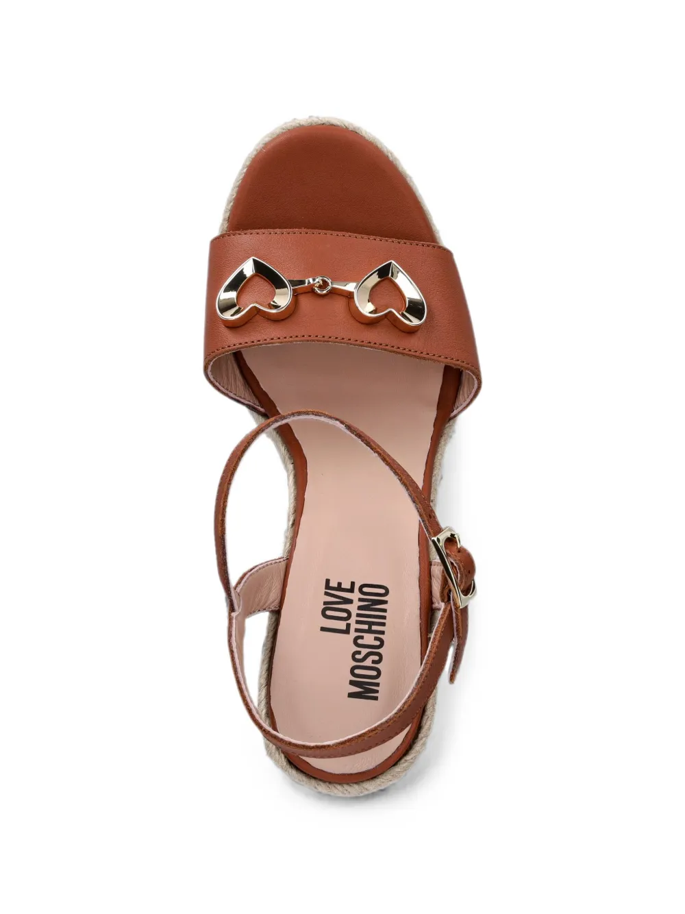 Love Moschino Espadrilles met sleehak en hart-patroon Bruin