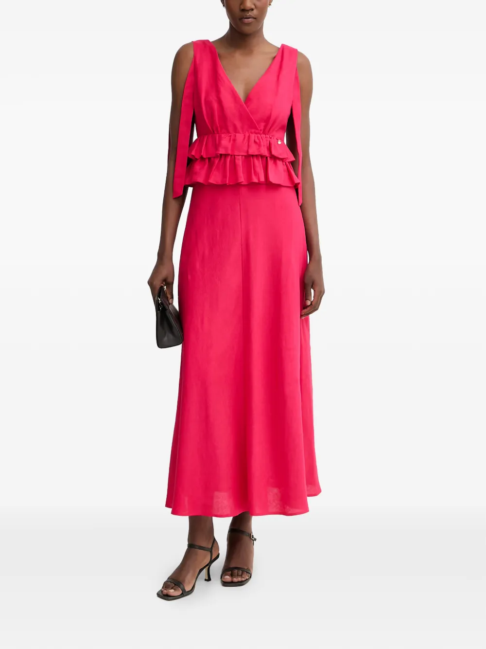 Pedro Del Hierro ruffled-trim shoulder-tie maxi dress - Rosa