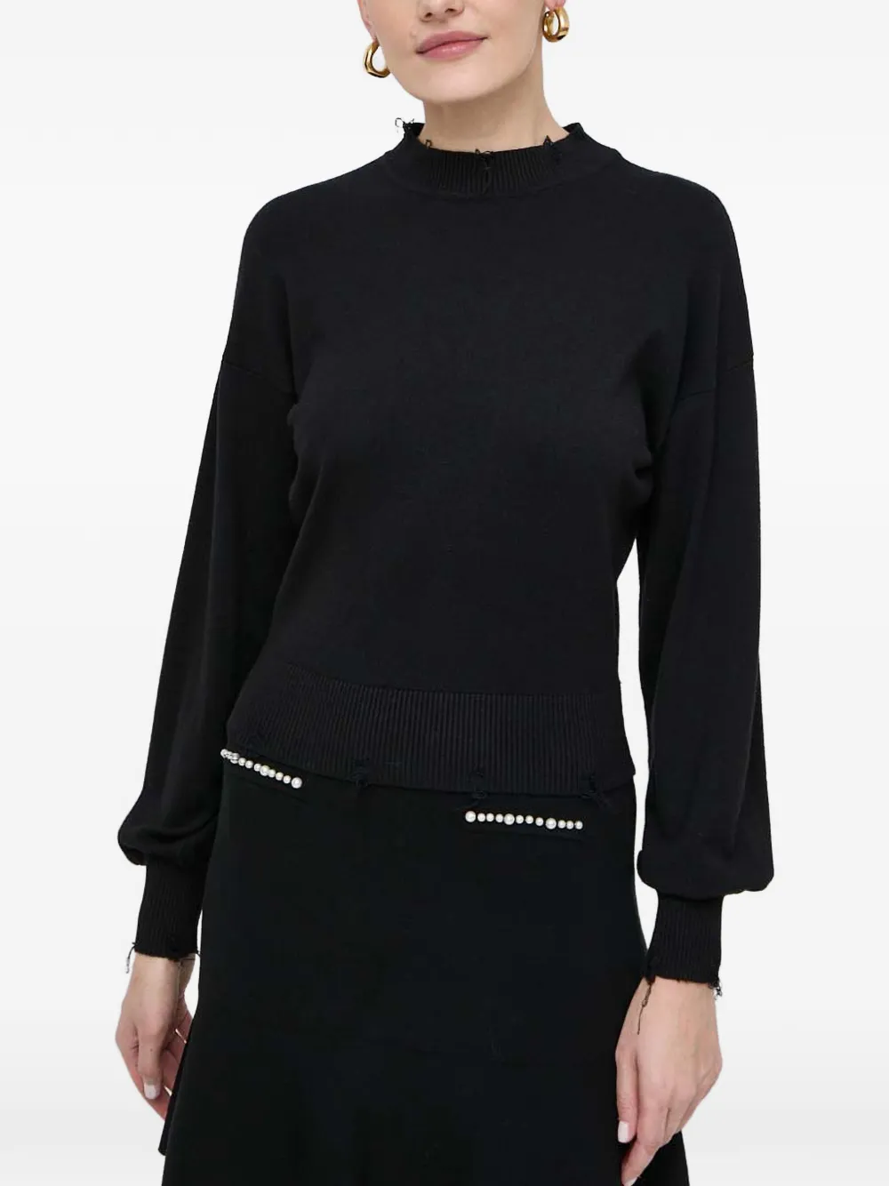 Silvian Heach distressed-detail mock-neck sweater - Schwarz