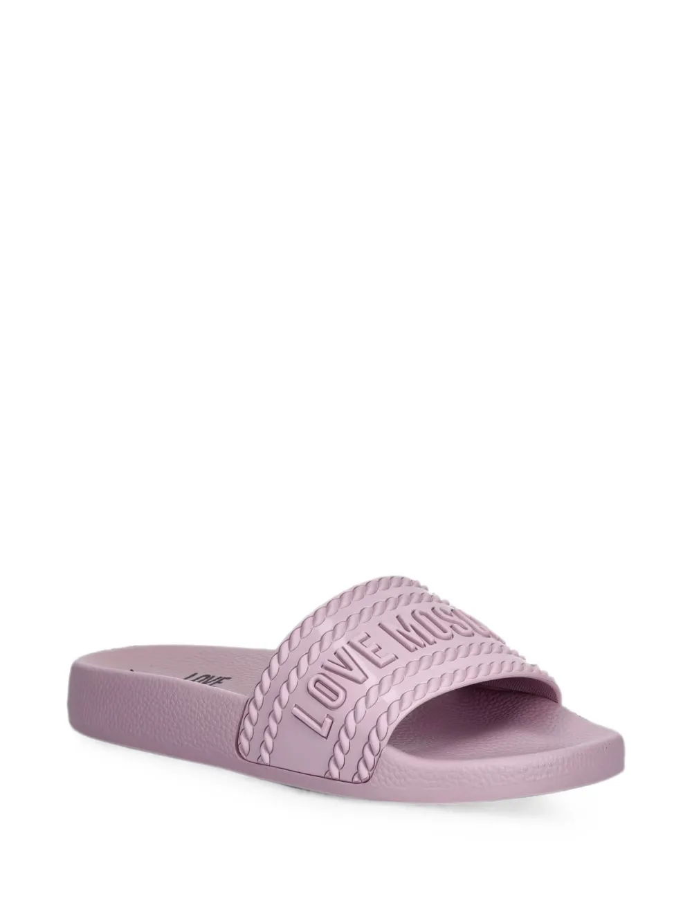Love Moschino logo-embossed rope-detail slides Paars