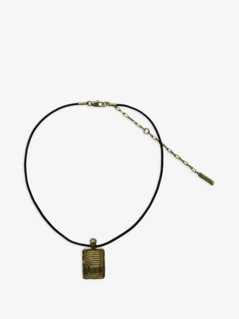 Ellery zodiac-engraved rectangular-pendant necklace