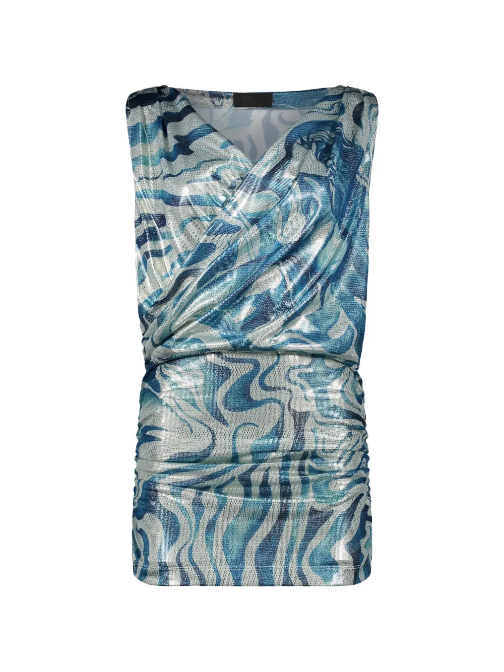 Alberta Ferretti abstract-print draped mini dress - Argento