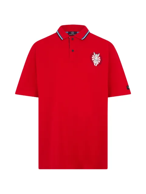 Paul & Shark striped-collar logo-print polo shirt