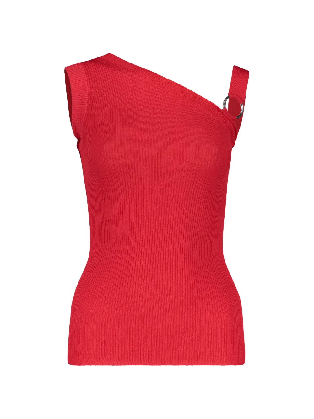 Boutique Moschino asymmetrical ribbed blouse - Rosso