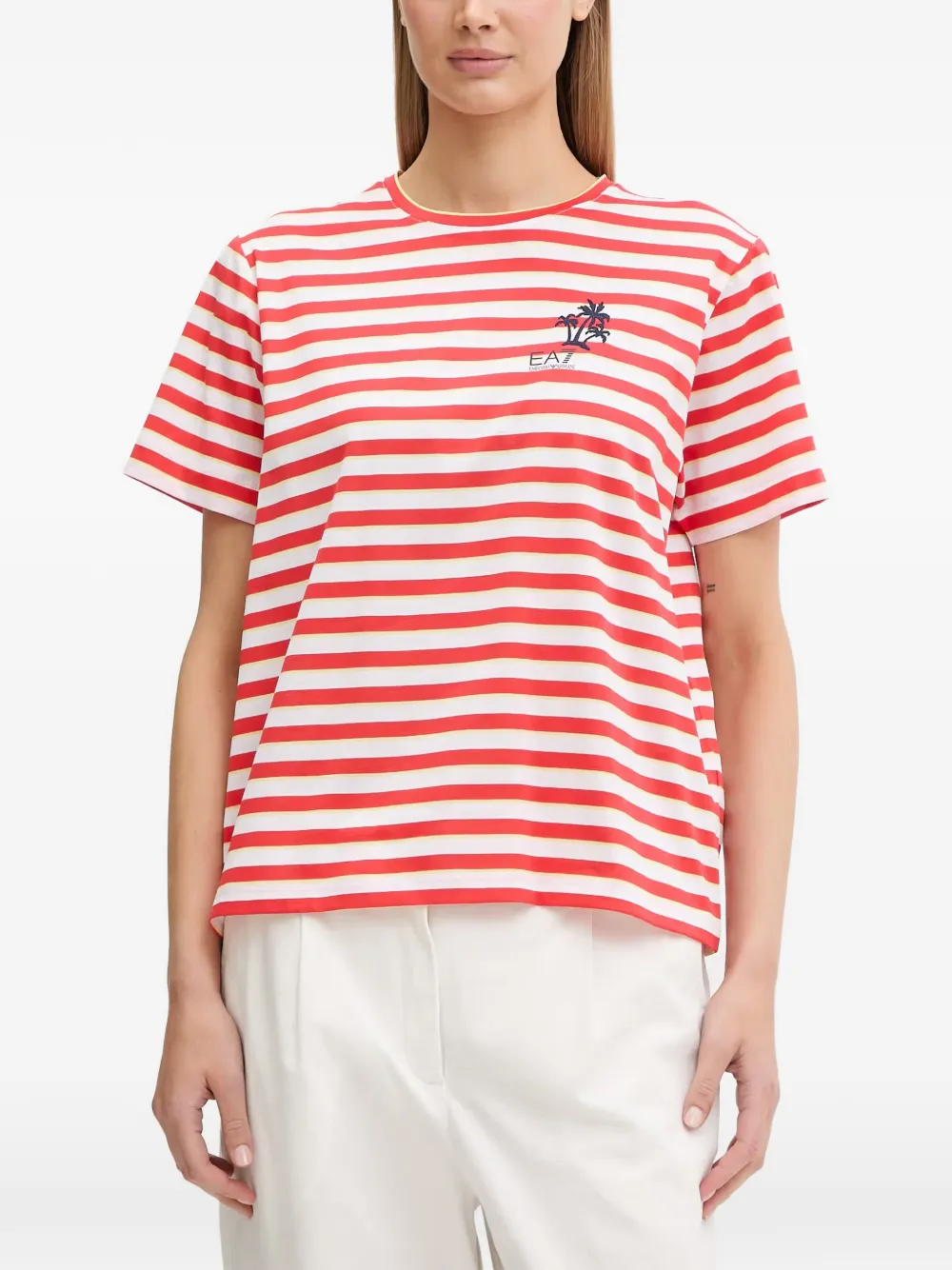 Ea7 Emporio Armani Gestreiftes T-Shirt - Rot