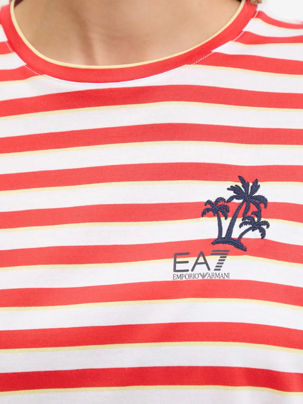 Ea7 Emporio Armani Gestreept T-shirt Rood