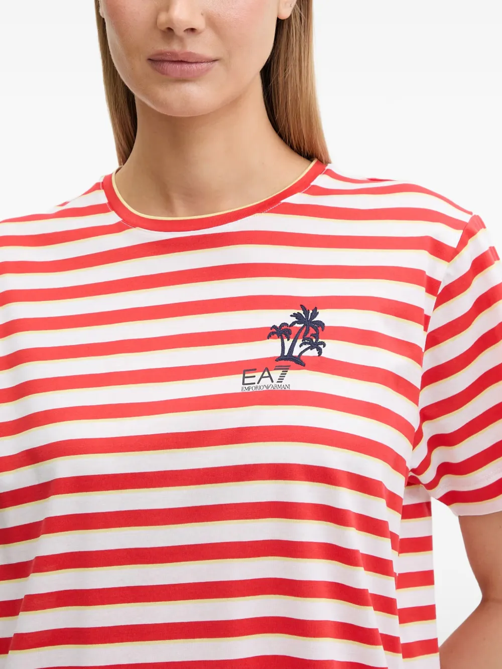 Ea7 Emporio Armani Gestreept T-shirt Rood