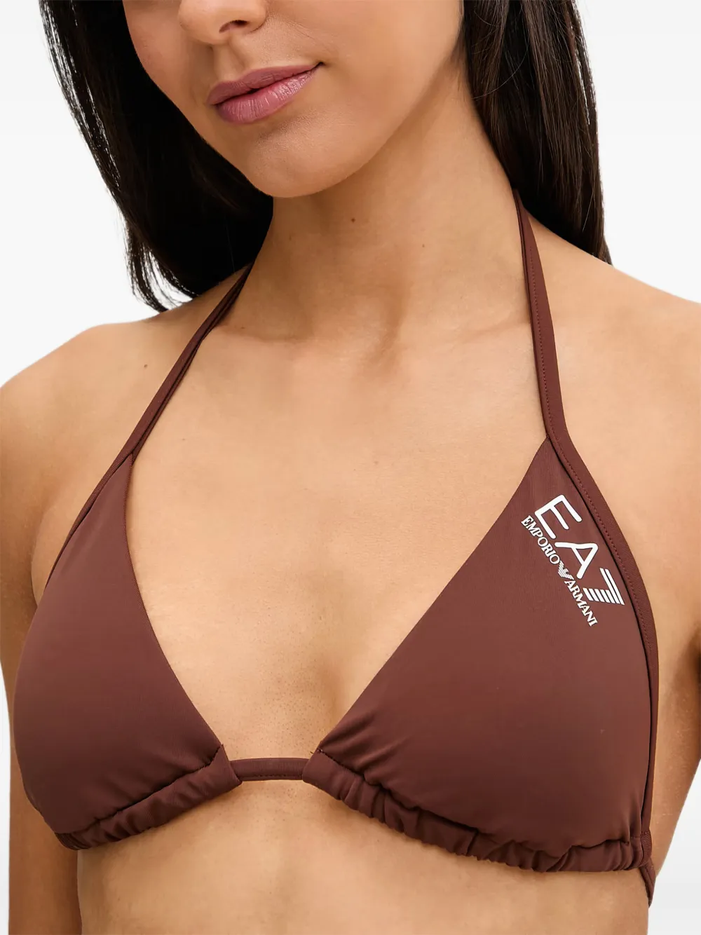 Ea7 Emporio Armani triangle logo-print bikini - Braun