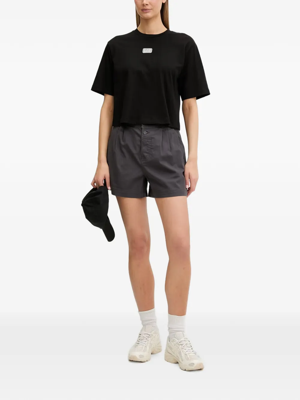 Ea7 Emporio Armani T-shirt met logopatch Zwart
