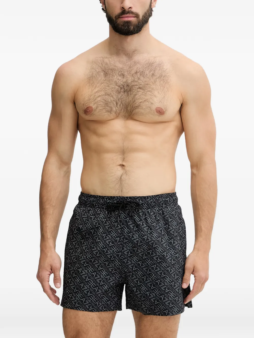 Ea7 Emporio Armani logo-print drawstring swim shorts - Schwarz