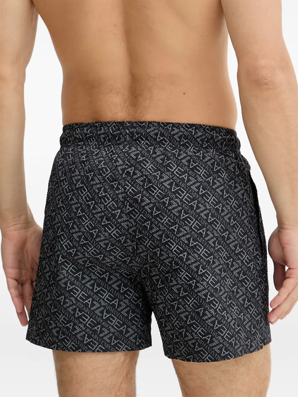 Ea7 Emporio Armani Zwembroek met logoprint en trekkoord Zwart