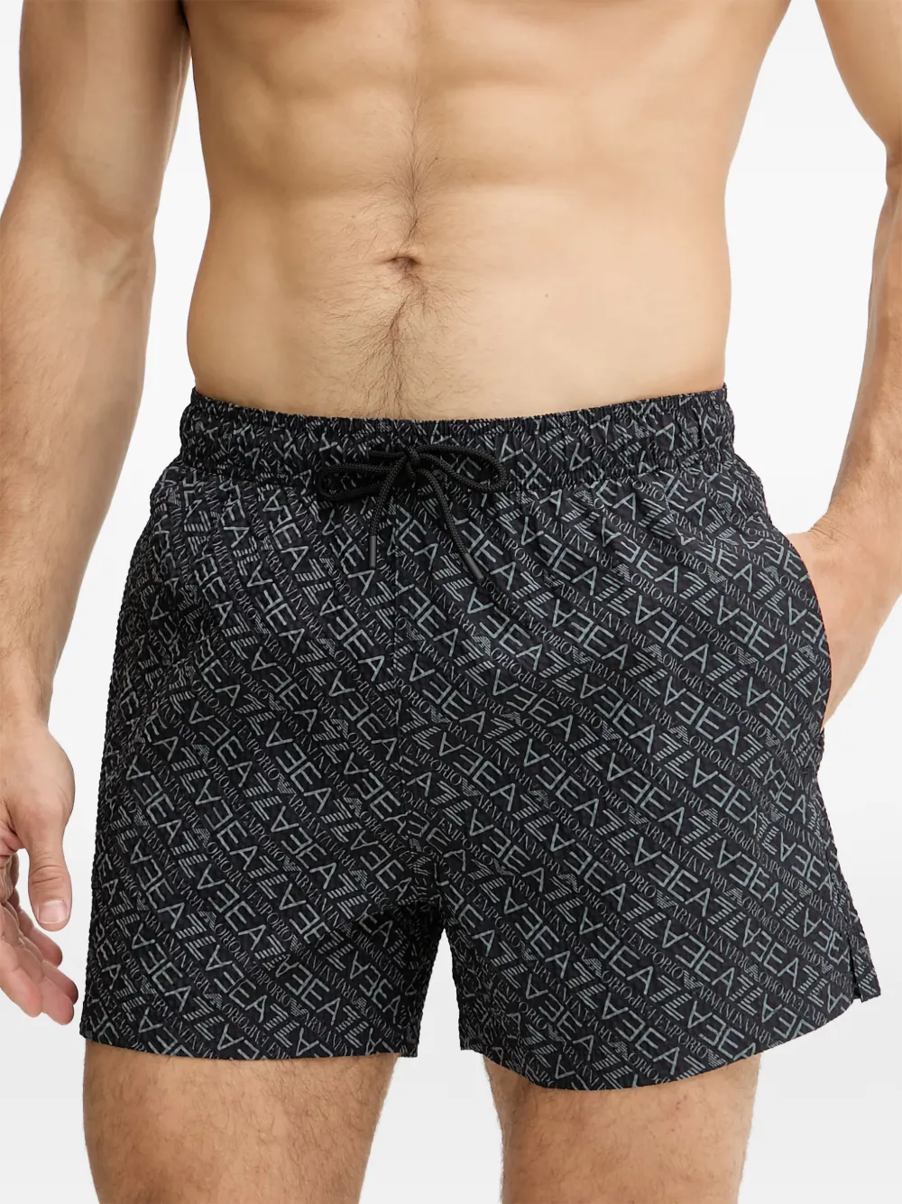 Ea7 Emporio Armani Zwembroek met logoprint en trekkoord Zwart