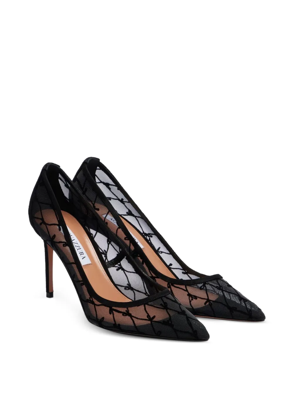 Aquazzura Nude bow-embroidered pumps - Bianco