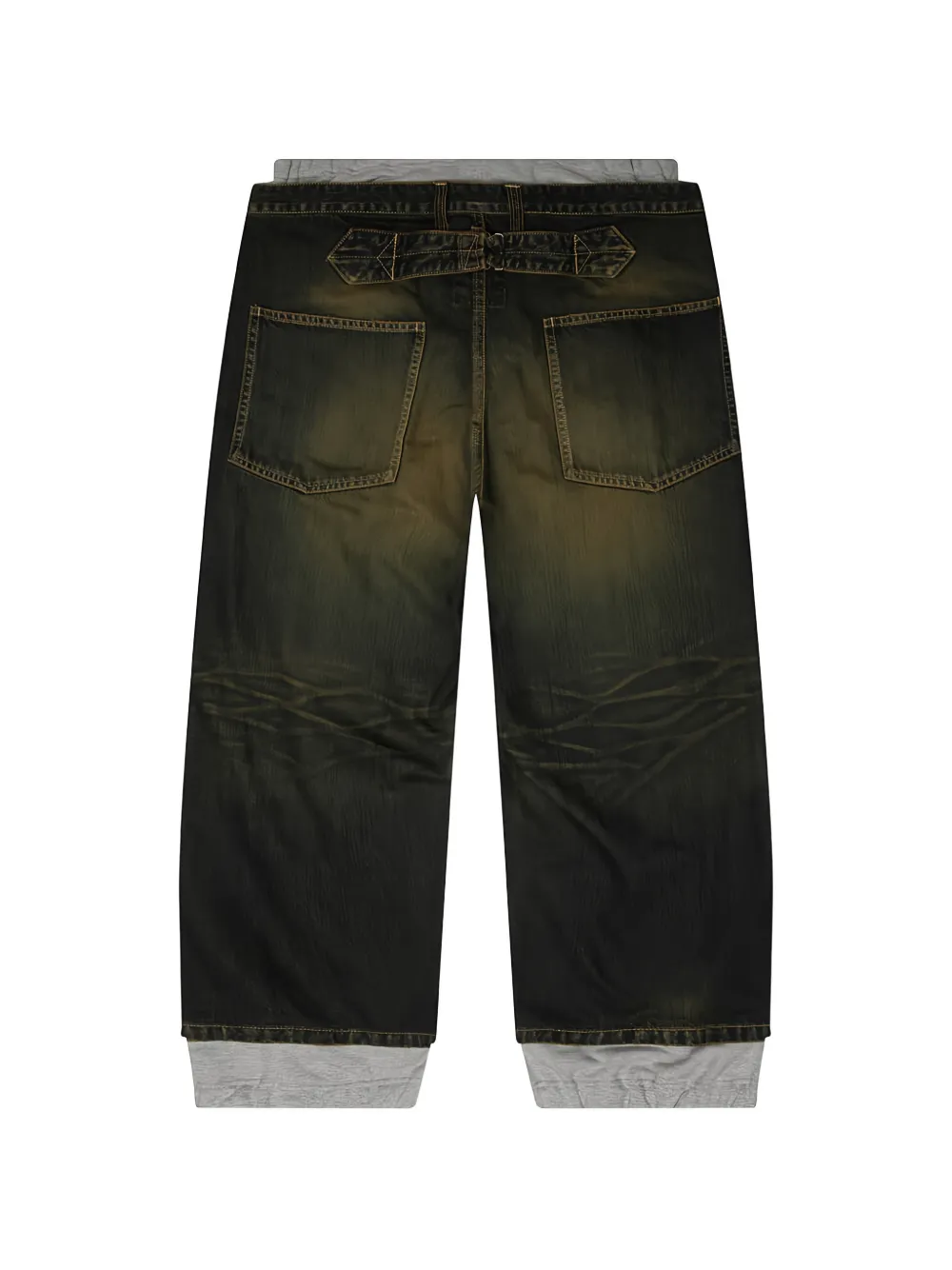 Maison MIHARA YASUHIRO Ruimvallende jeans met gelaagd design Blauw