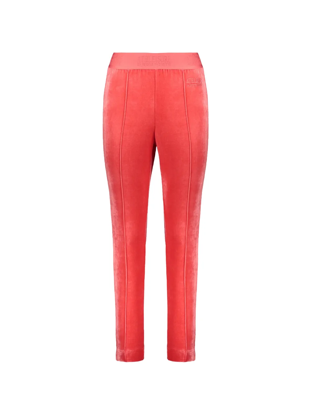 Alberta Ferretti logo-waistband velvet-effect trousers - Red