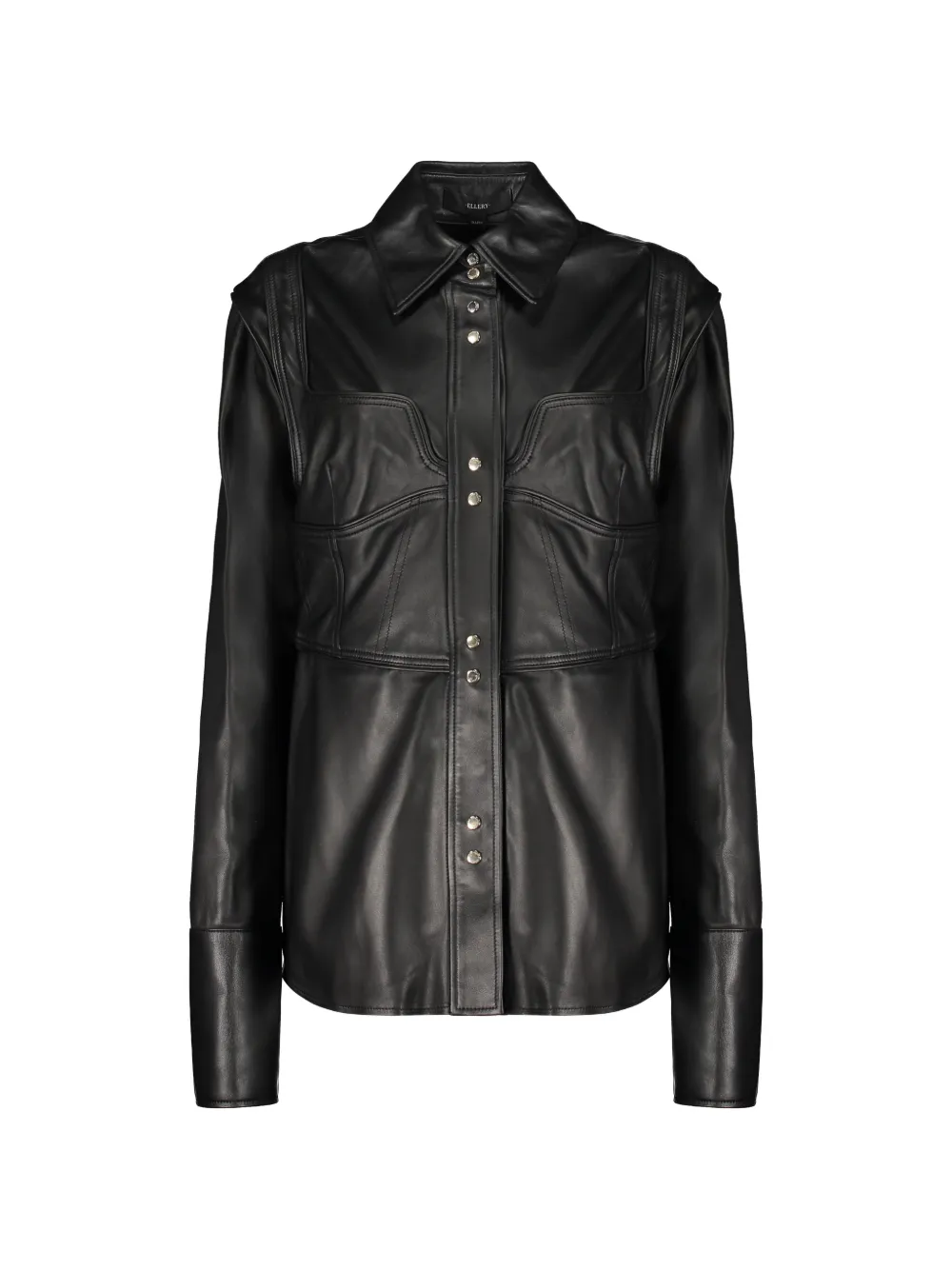 Ellery panelled calf leather shirt - Black