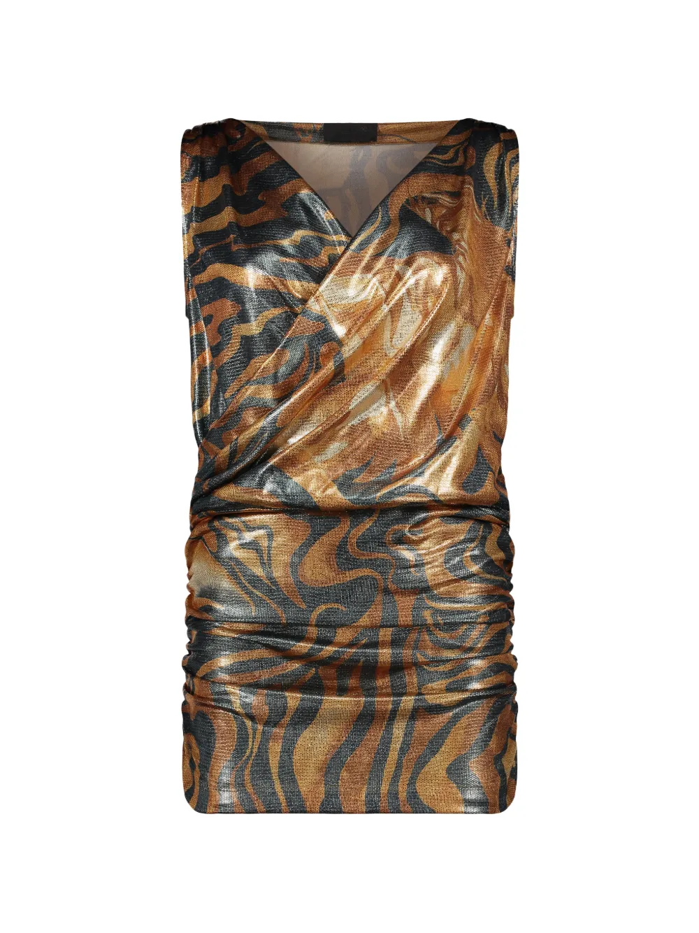 Alberta Ferretti draped abstract-print mini dress - Oro