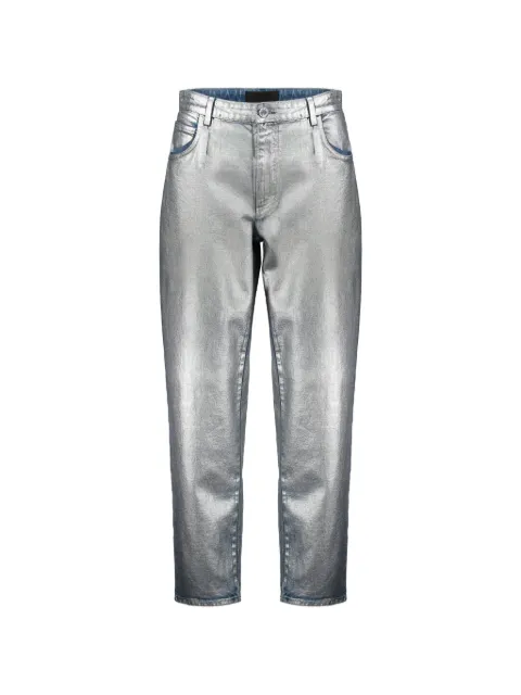 Alberta Ferretti metallic-effect high-waisted jeans