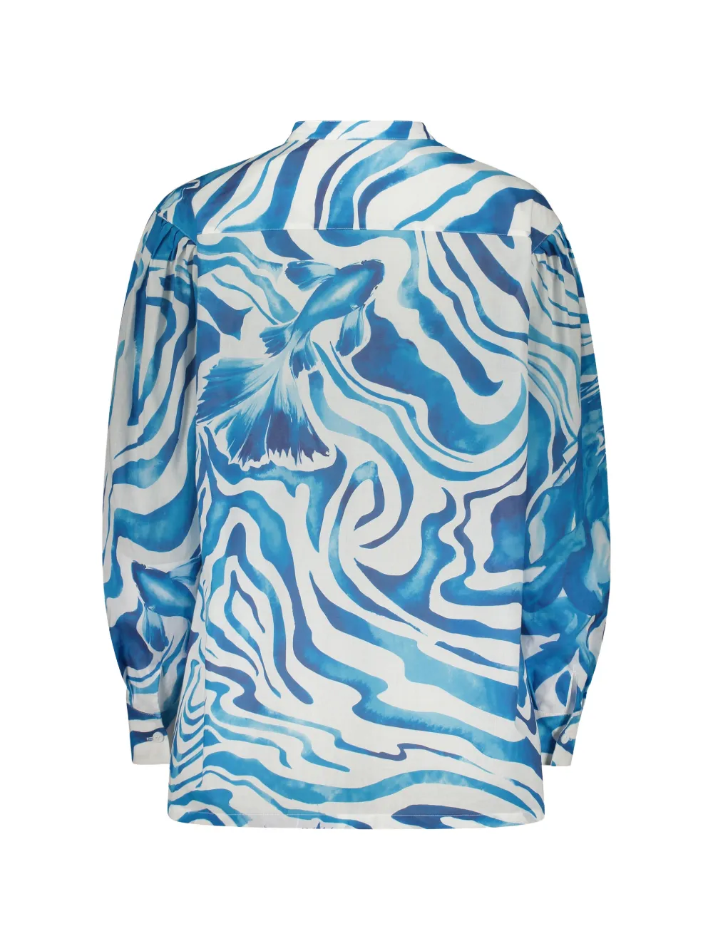 Alberta Ferretti Blouse met mandarijnkraag en print Blauw
