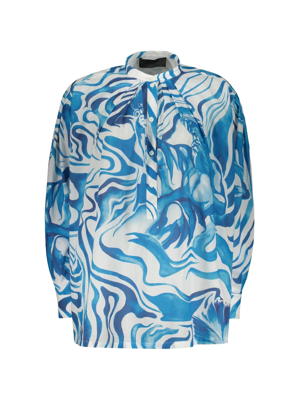 Alberta Ferretti graphic-print mandarin-collar shirt - Blue