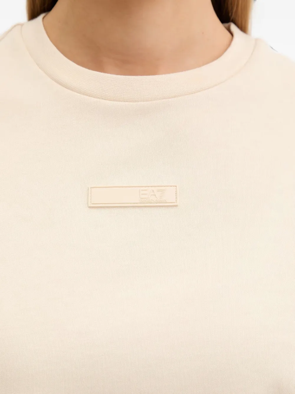 Ea7 Emporio Armani T-shirt met bloemenprint en logoplakkaat Beige