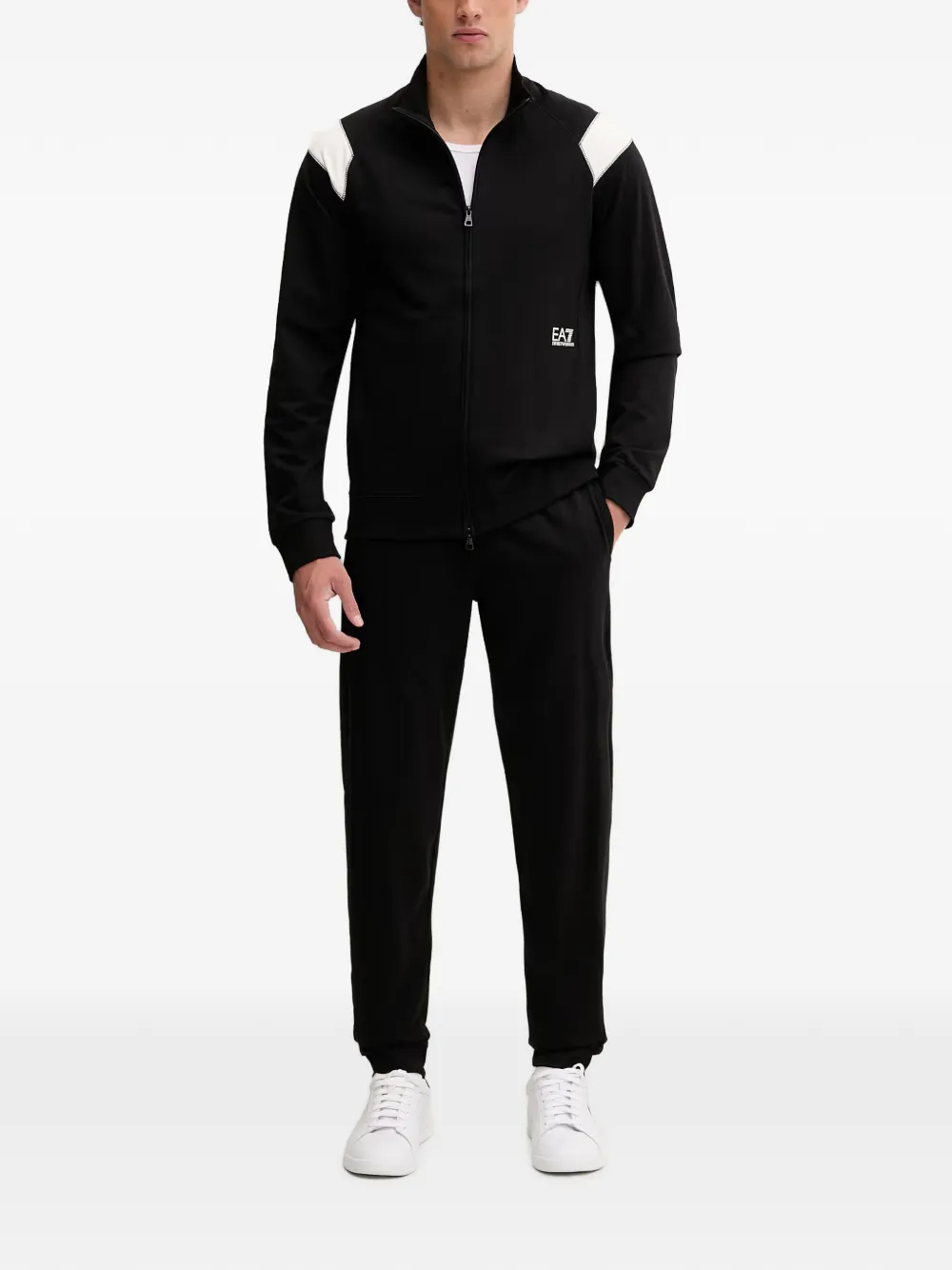 Ea7 Emporio Armani Trainingspak met contrasterend vlak en rits Zwart