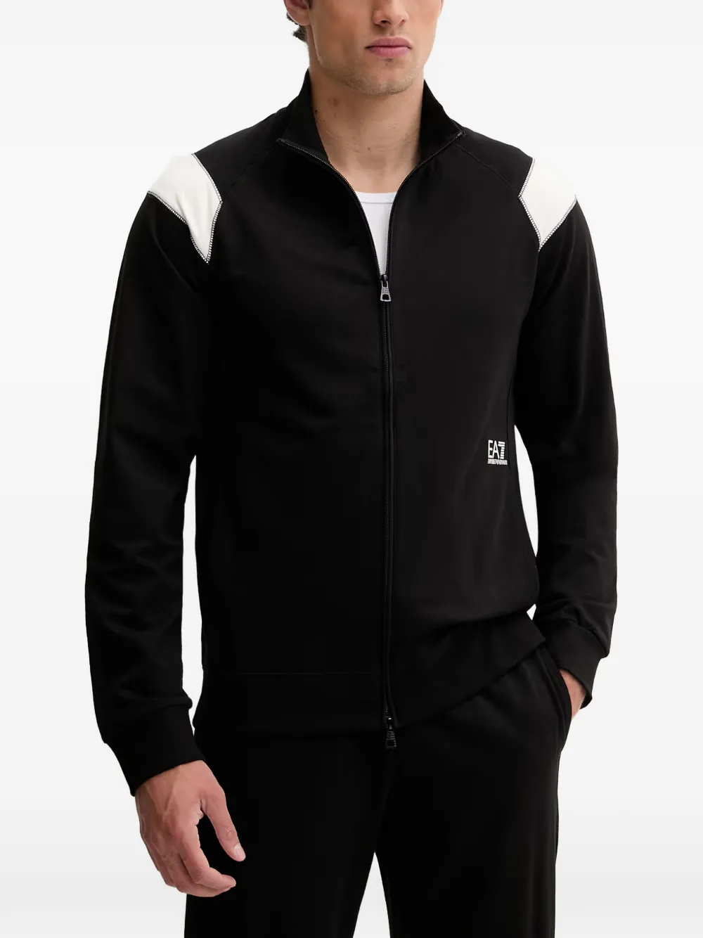 Ea7 Emporio Armani contrast-panel zip-up tracksuit - Nero