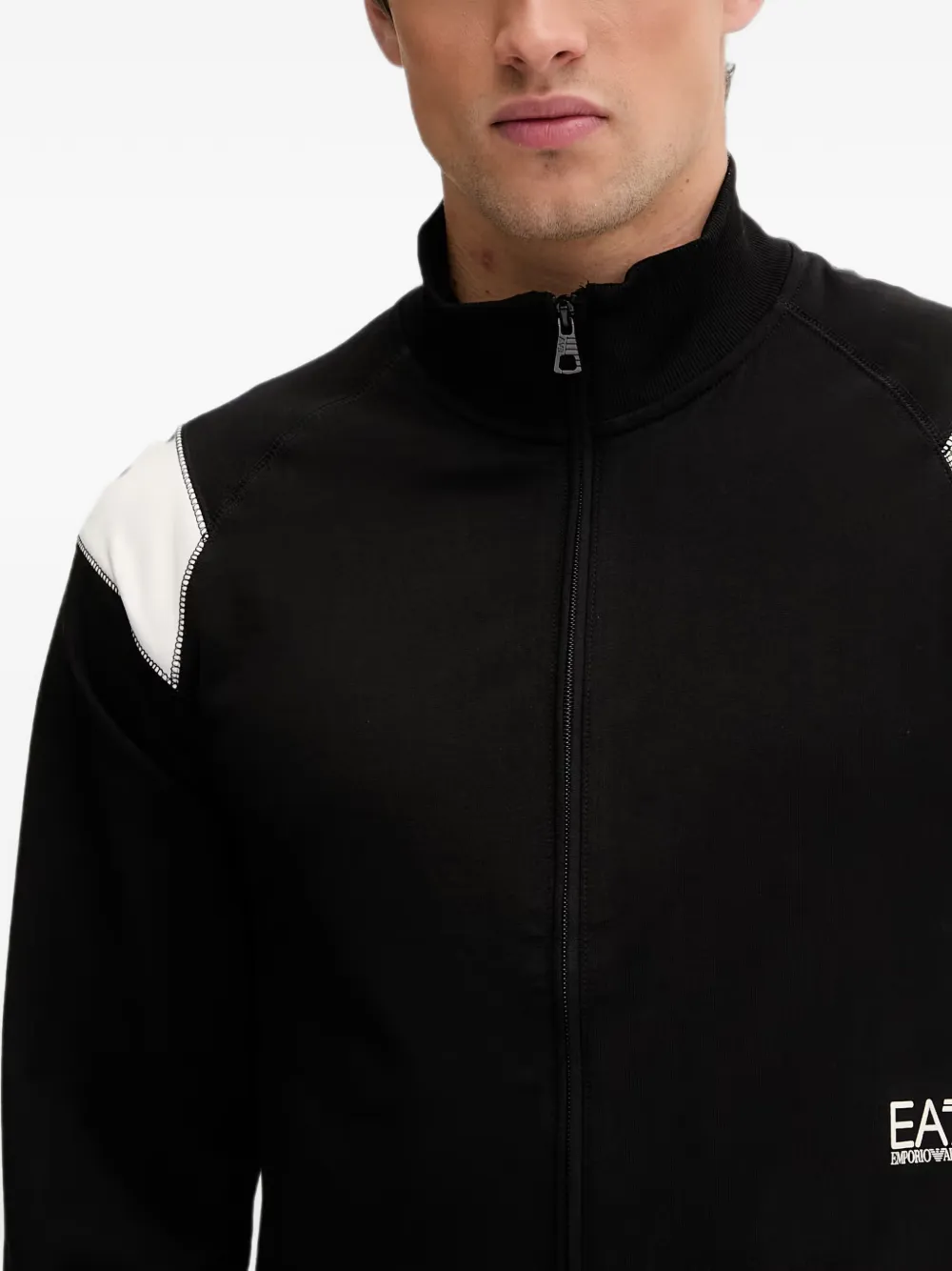 Ea7 Emporio Armani Trainingspak met contrasterend vlak en rits Zwart