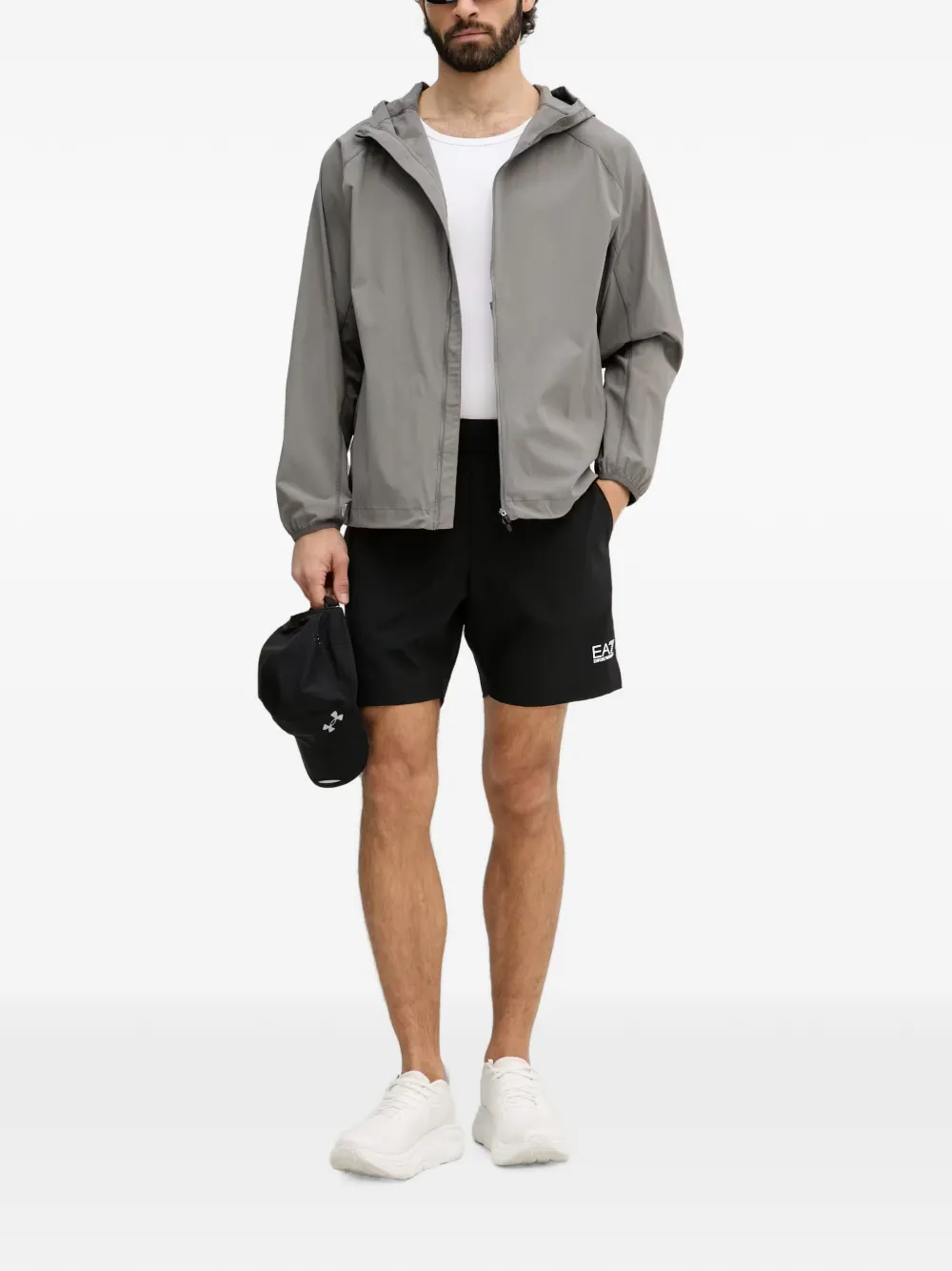 Ea7 Emporio Armani Jack met capuchon en logopatch Grijs