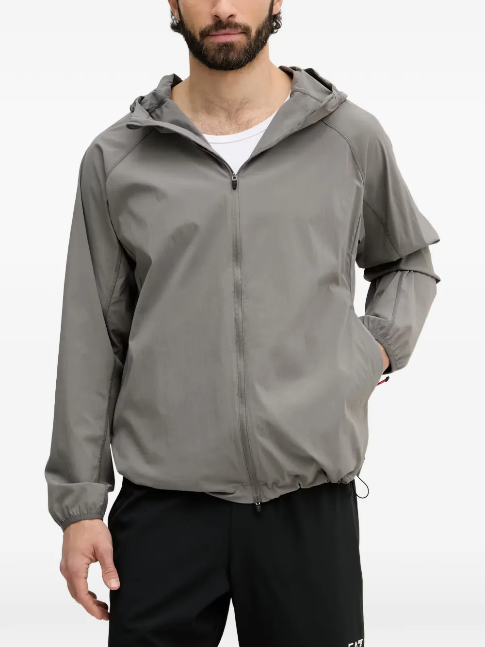 Ea7 Emporio Armani logo-patch hooded jacket - Grigio