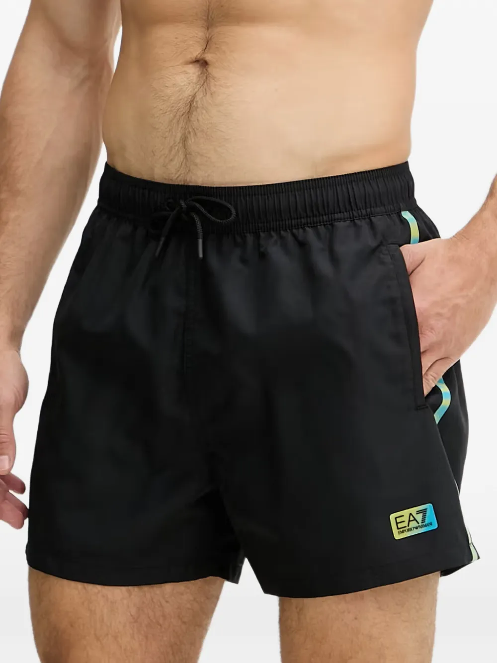 Ea7 Emporio Armani logo-patch drawstring swim shorts - Schwarz