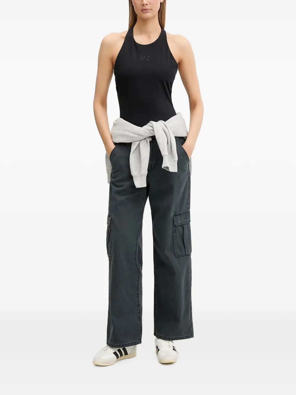 Ea7 Emporio Armani Romper met logodetail Zwart