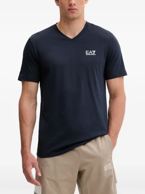 Ea7 Emporio Armani logo-print V-neck T-shirt