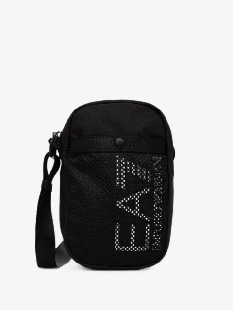 Ea7 Emporio Armani cangurera con panel de malla y logo estampado