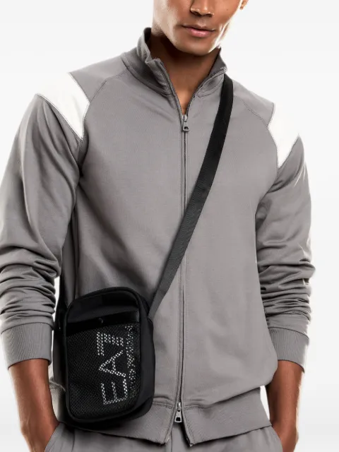 Ea7 Emporio Armani cangurera con panel de malla y logo estampado