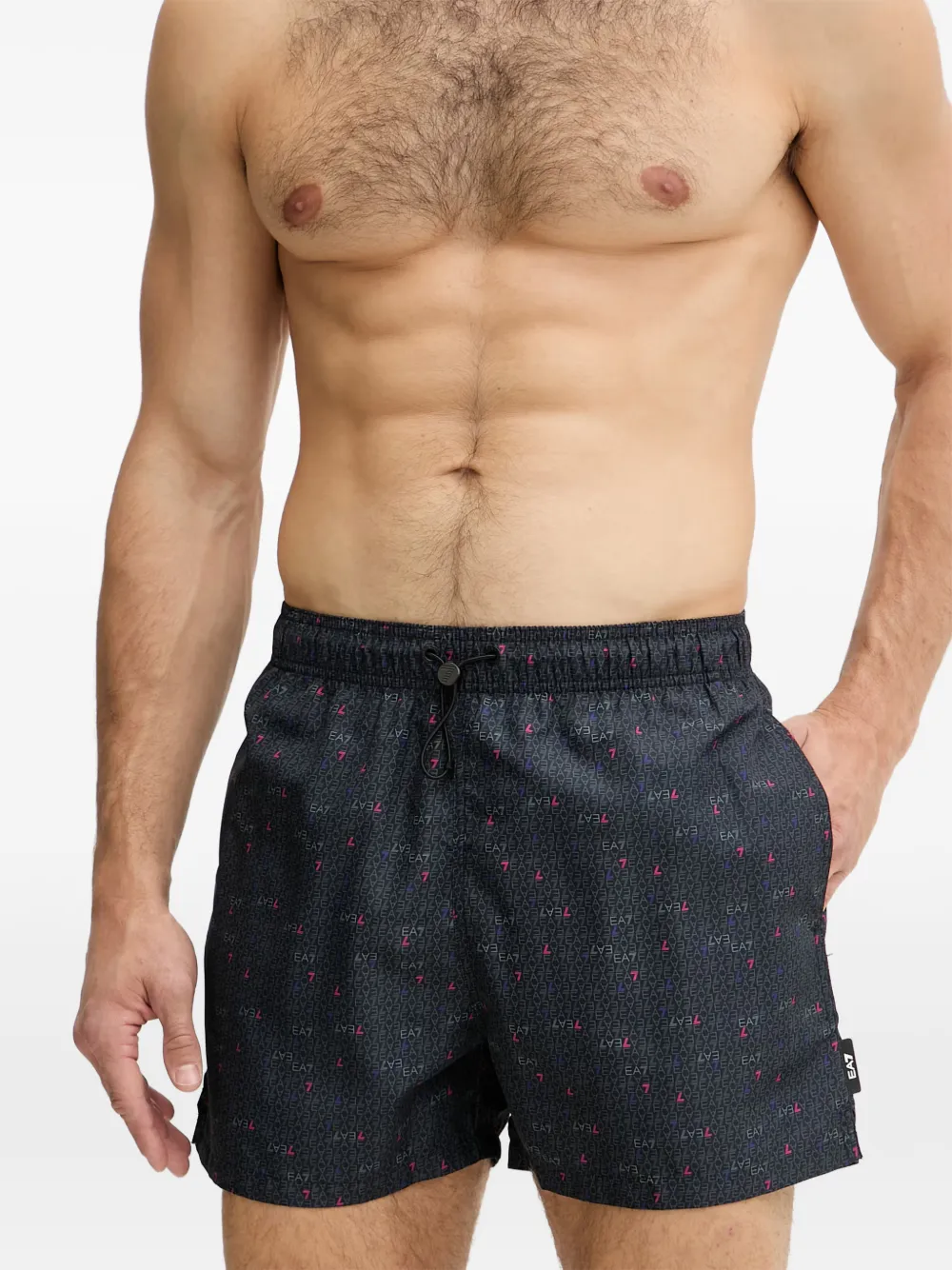 Ea7 Emporio Armani Zwembroek met logoprint en trekkoord Grijs