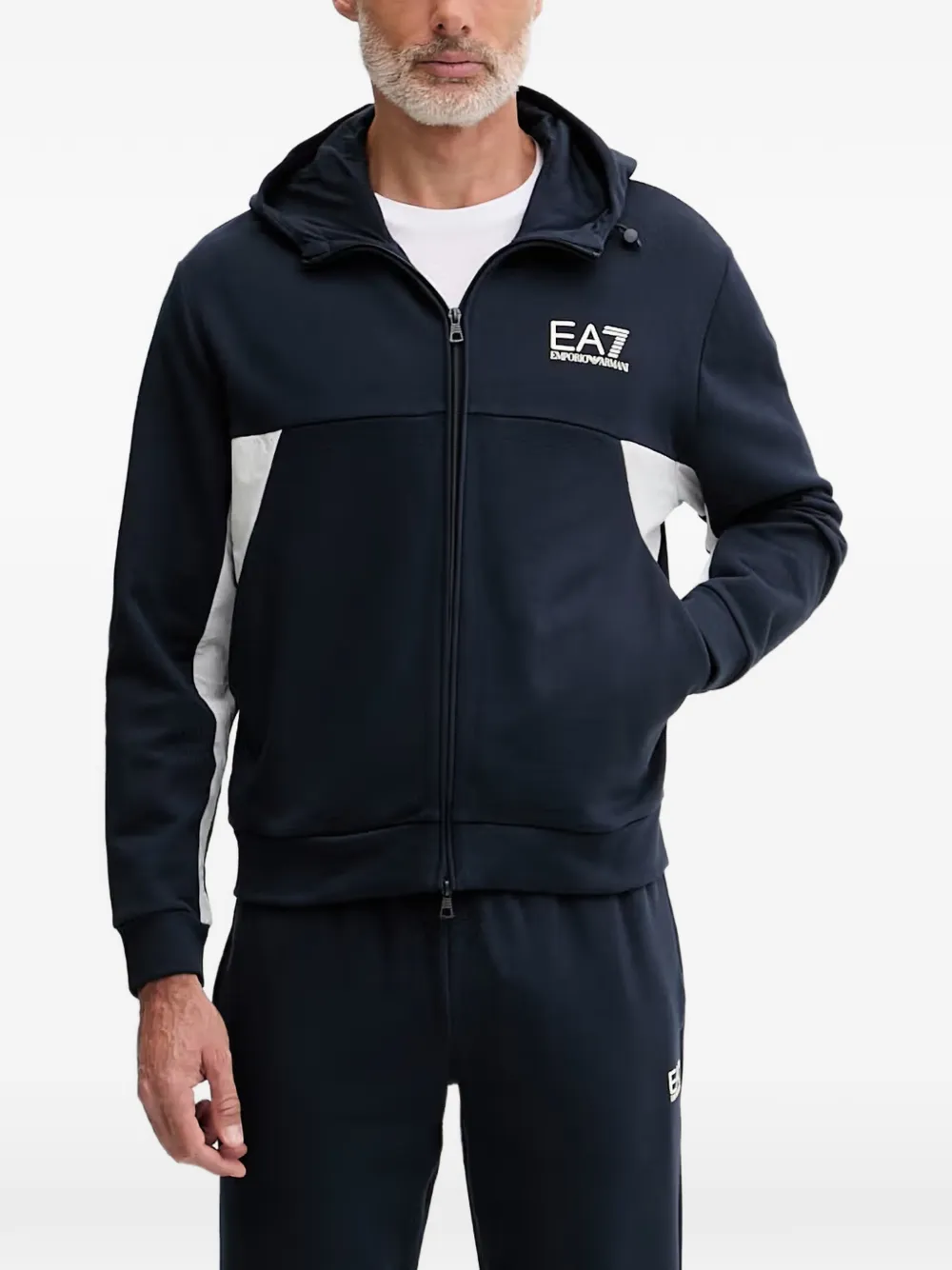 Ea7 Emporio Armani logo-print zip-up tracksuit - Blu