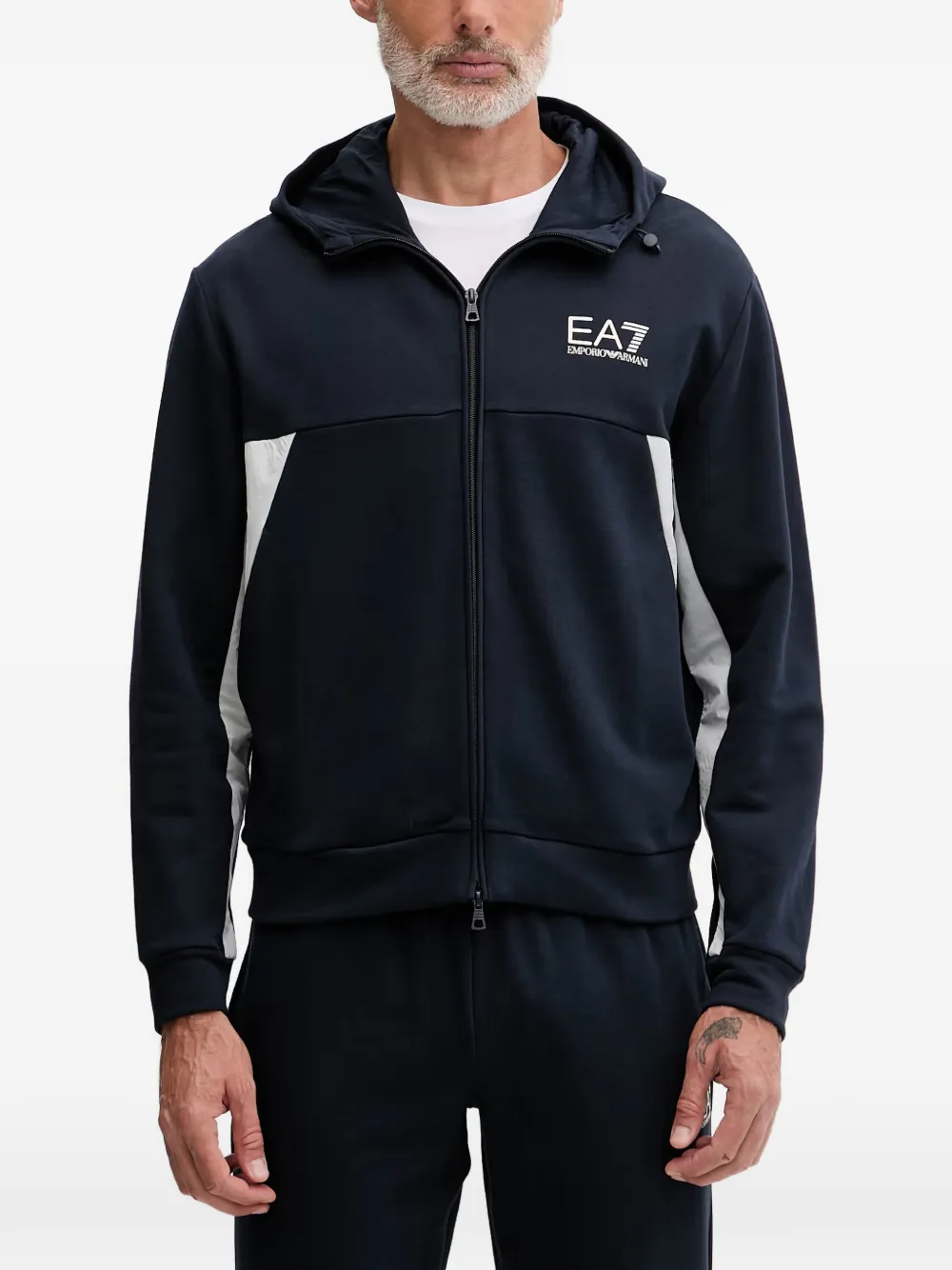 Ea7 Emporio Armani logo-print zip-up tracksuit Blauw