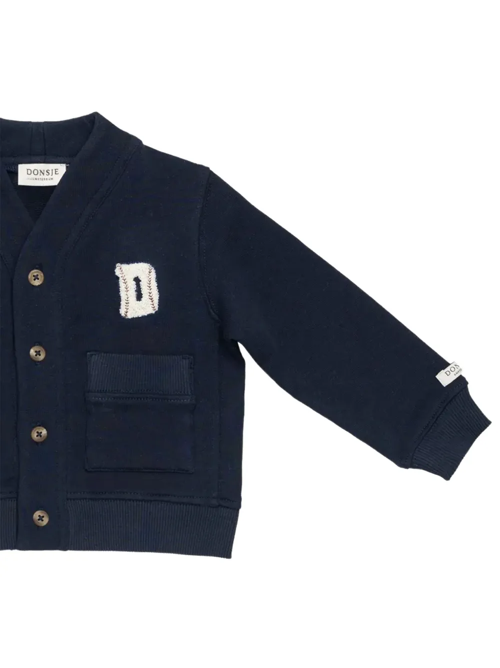 Donsje Maukie vest met logo-patch en knoopsluiting Blauw