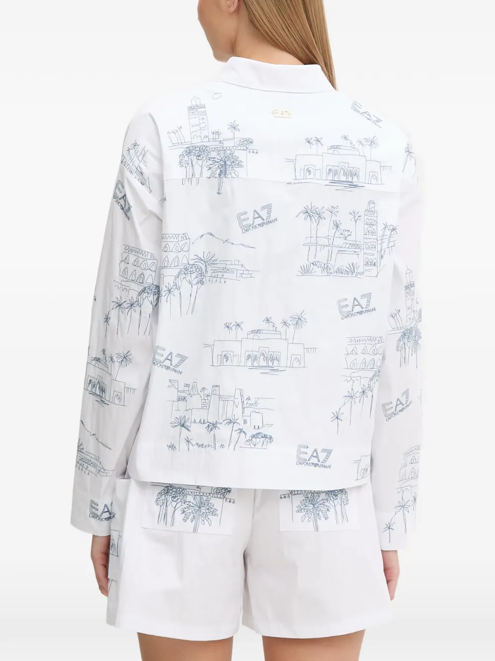 Ea7 Emporio Armani Blouse met print en lange mouwen Wit