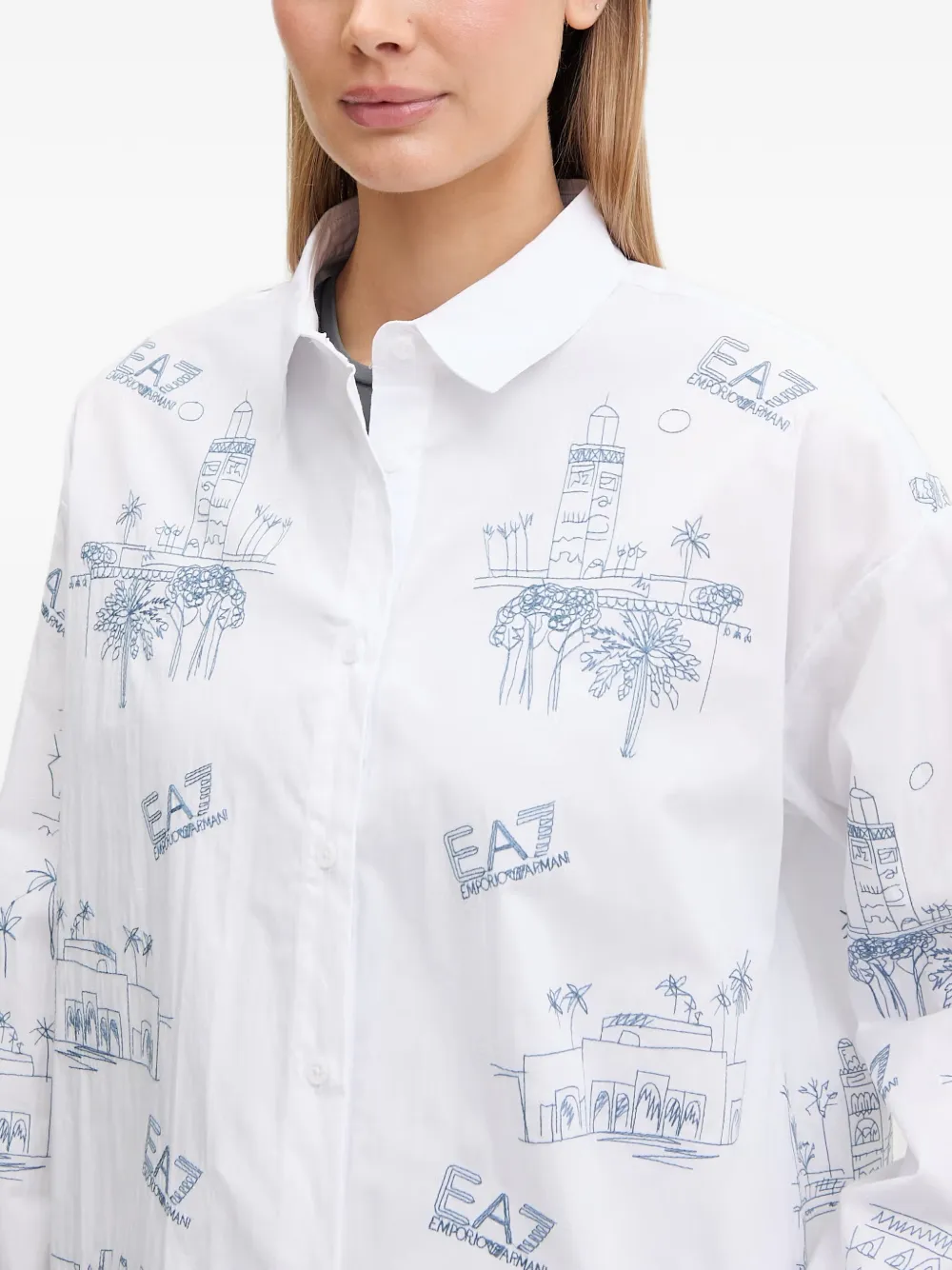 Ea7 Emporio Armani Blouse met print en lange mouwen Wit