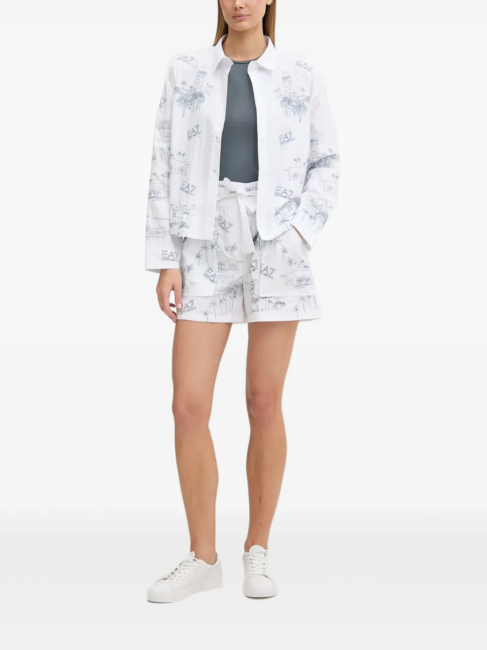 Ea7 Emporio Armani Blouse met print en lange mouwen Wit