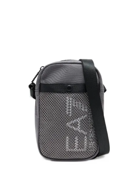 Ea7 Emporio Armani cangurera con panel de malla y logo estampado