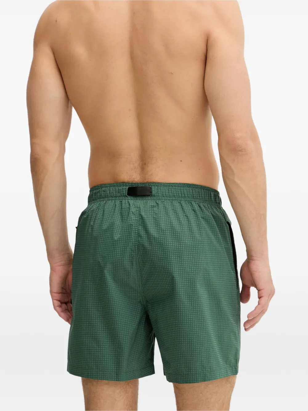 Ea7 Emporio Armani Zwembroek met gespsluiting en rasterpatroon Groen