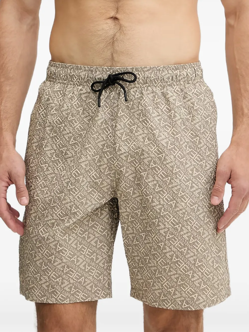 Ea7 Emporio Armani Zwembroek met all-over logo Beige