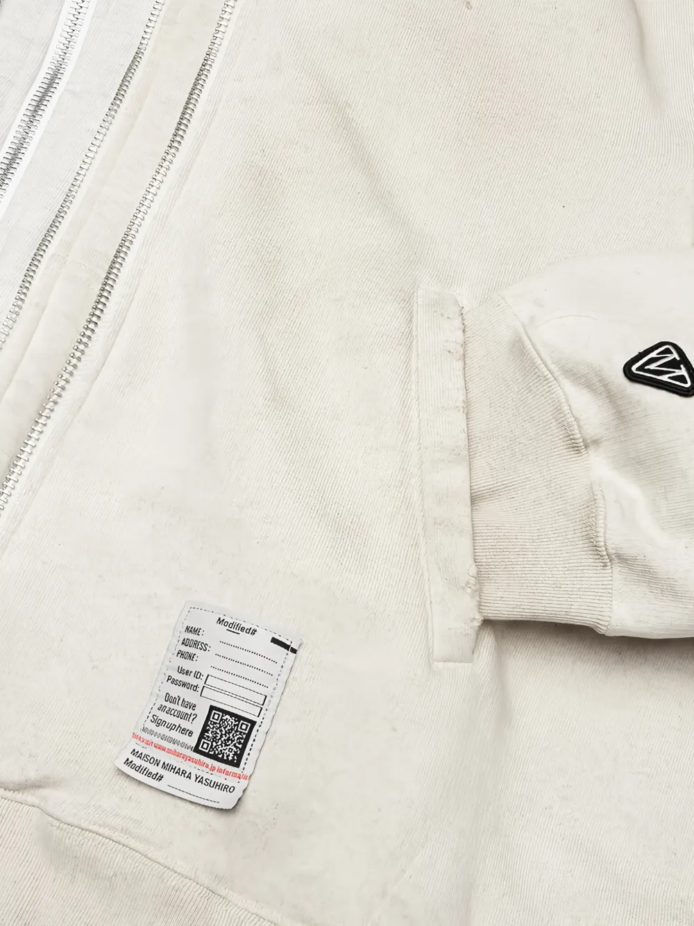 Maison MIHARA YASUHIRO Gelaagde gerafelde hoodie met rits Beige