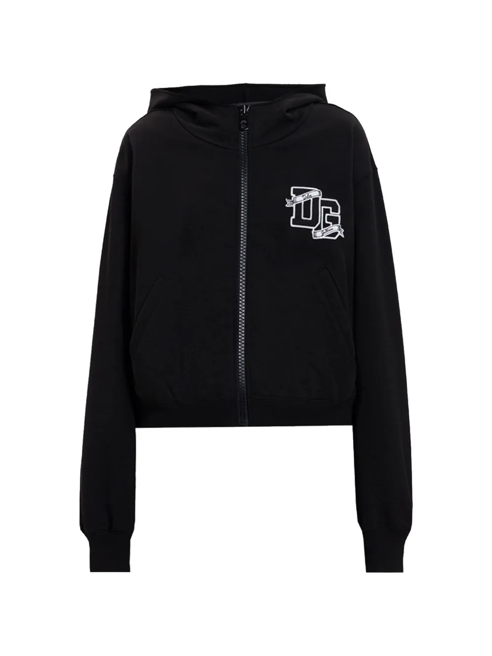 Dolce & Gabbana logo-patch zip-up hoodie - Black