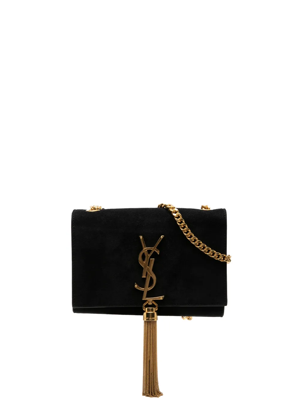 Saint Laurent Pre-Owned Borsa a tracolla Kate piccola in pelle scamosciata con monogramma e nappina 2017 - Nero