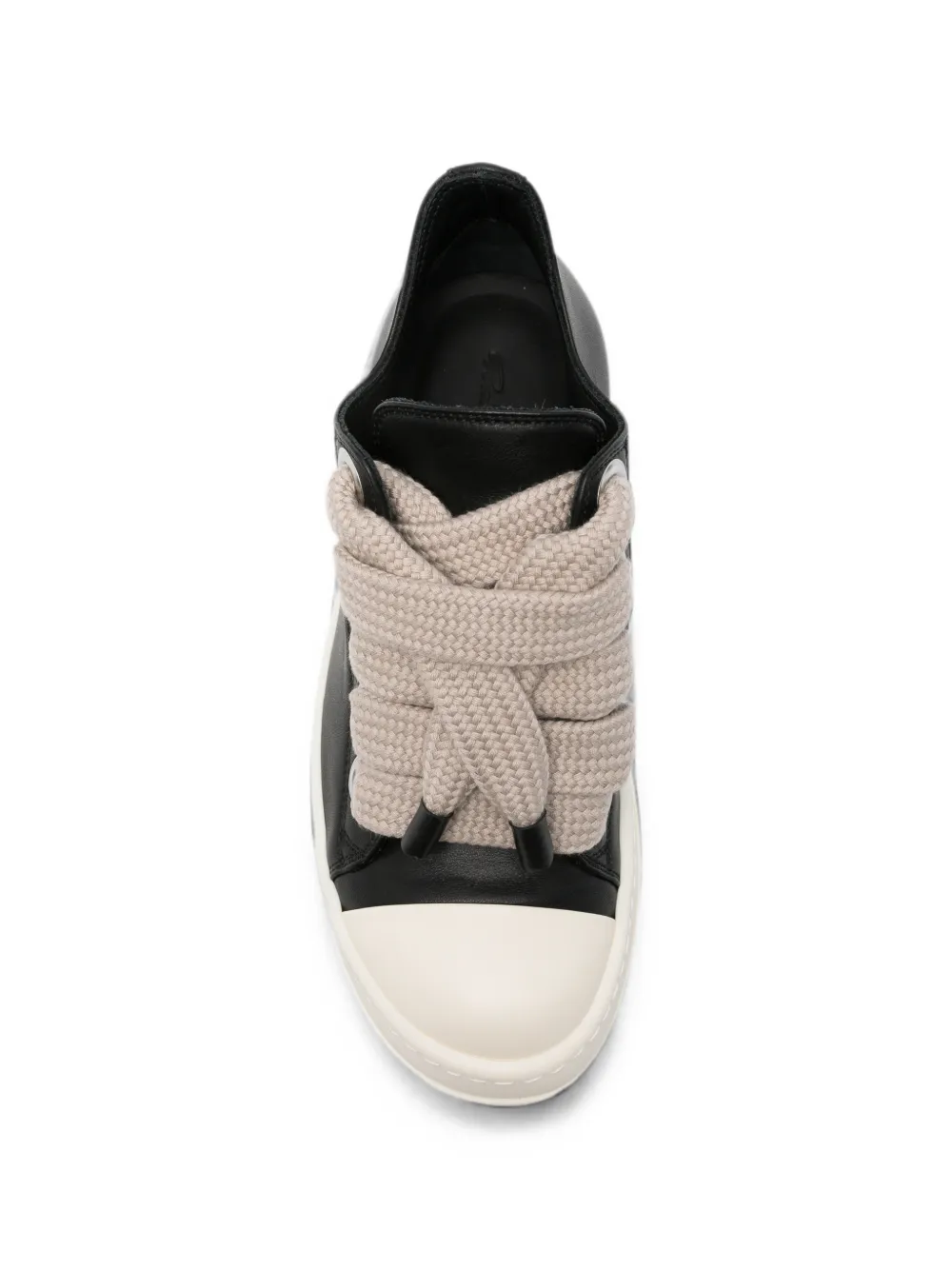Rick Owens oversized-lace leather sneakers Zwart