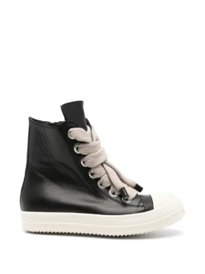 Rick Owens ハイカット レザースニーカー | ブラック | FARFETCH JP